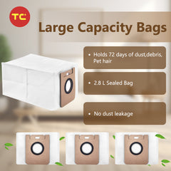 Vacuum Cleaner Dust Bag for Dreametech L10s Ultra / L10s Plus / L10 Ultra / L20 Ultra Robot Vacuum Self-Emptying Base Parts