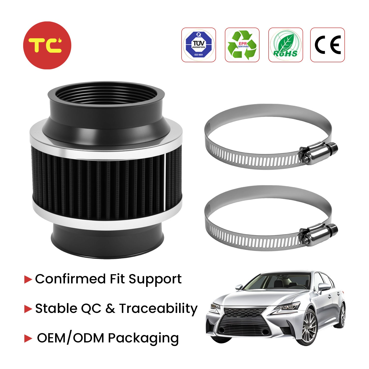 Universal 76mm Air Intake Filters