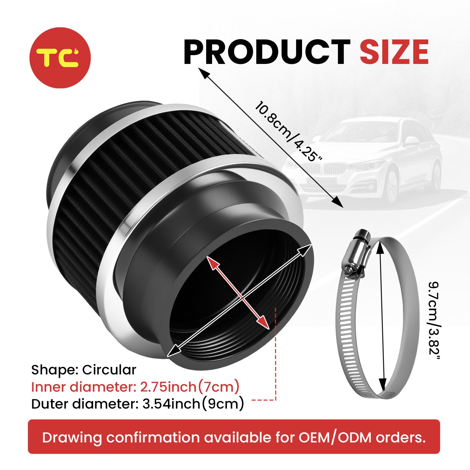 Universal 76mm Air Intake Filters