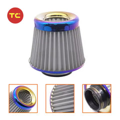 Universal 3" Burnt Blue Aluminium Mesh 76mm Air Intake Filter Stainless Steel Mesh Racing Car Air Filters