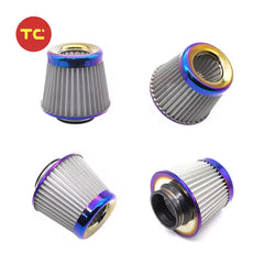 Universal 3" Burnt Blue Aluminium Mesh 76mm Air Intake Filter Stainless Steel Mesh Racing Car Air Filters