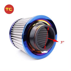 Universal 3" Burnt Blue Aluminium Mesh 76mm Air Intake Filter Stainless Steel Mesh Racing Car Air Filters