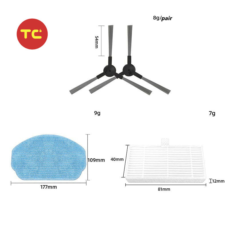 Filter Mop Cloth Side Brush Replacement Spare Parts for For MAMNV BR150 BR151 ZCWA BR150 BR151 MANVINS G20 Vacuum Cleaner Parts