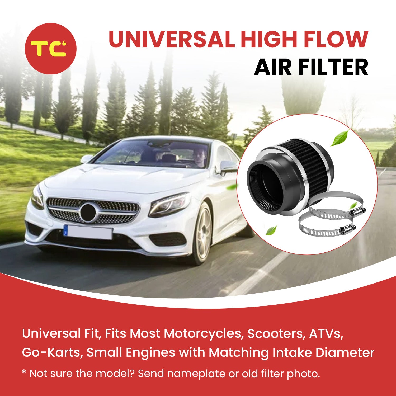 Universal 76mm Air Intake Filters